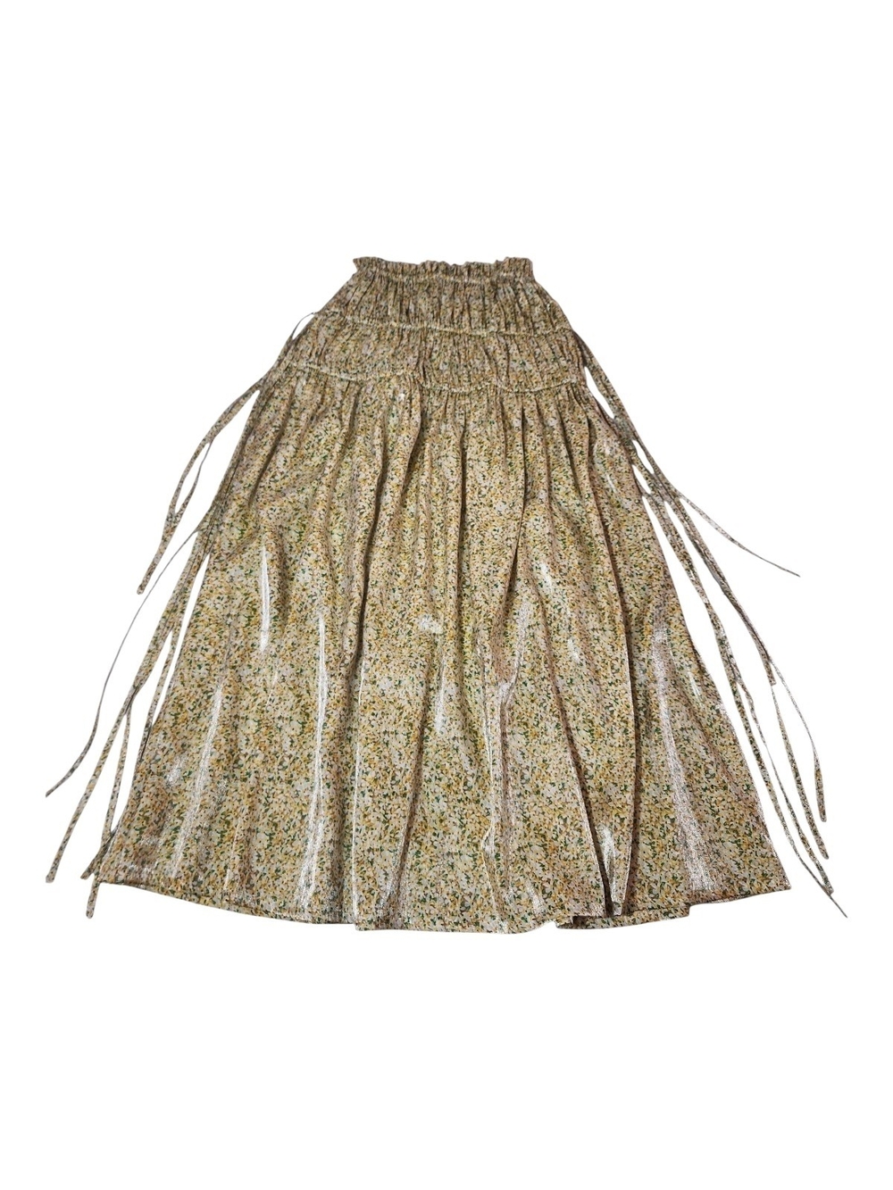 Sabina Musayev Yellow Metallic Floral Maxi Skirt